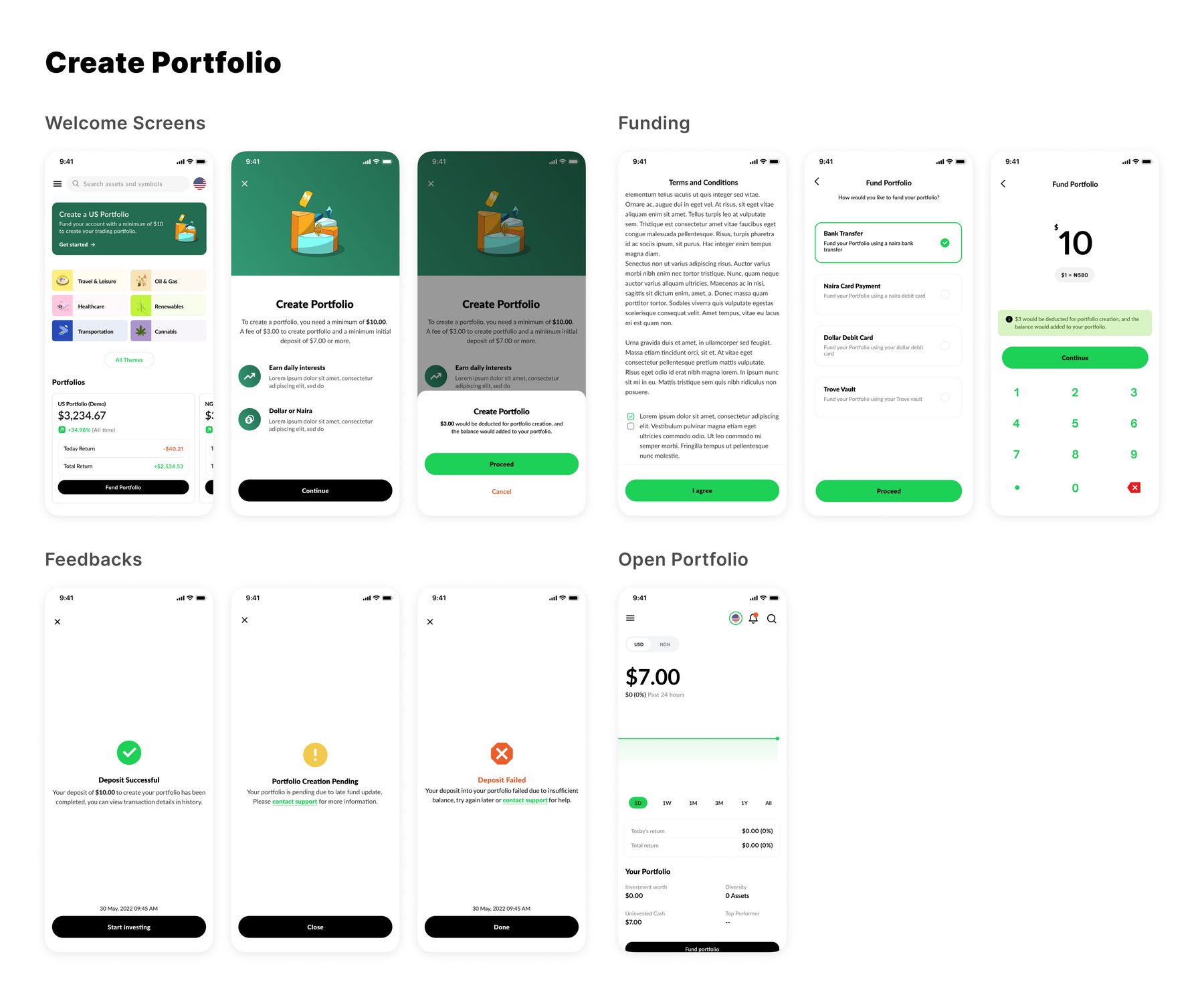 Trove Create Portfolio flow